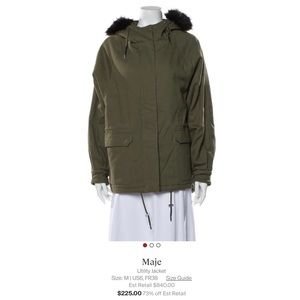 NWT- maje utility parka jacket puffer quilted